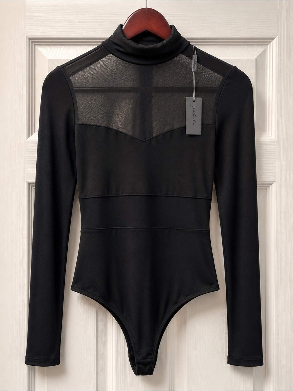 Petal & Pup Black Long-Sleeve Mesh Yoke Bodysuit